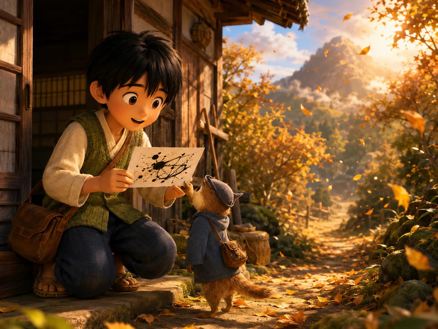도토리와 산고양이 첫 그림