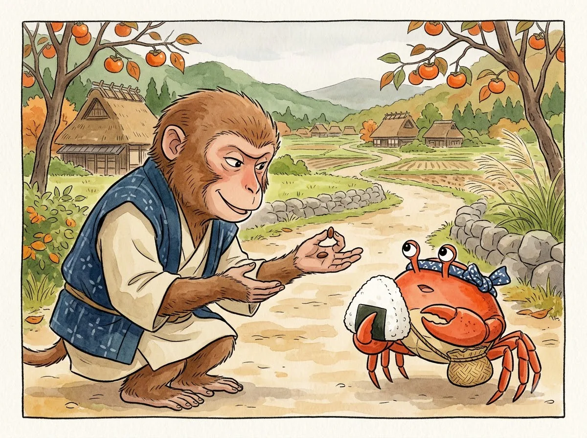 원숭이와 게의 싸움 첫 그림